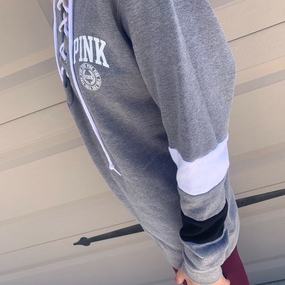 Pink VS Lace Up Crewneck - Picture 3 of 3